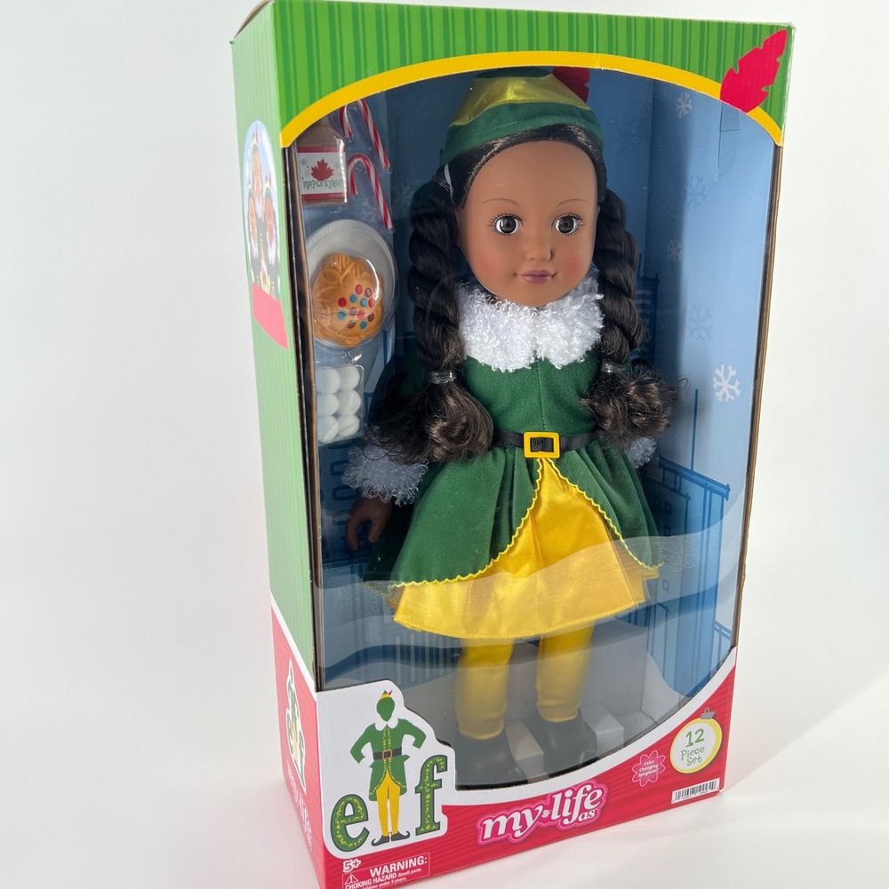 MY LIFE AS BUDDY ELF CHRISTMAS Dark Brunette COLOR CHANGING PASTA New‎ 18" Doll